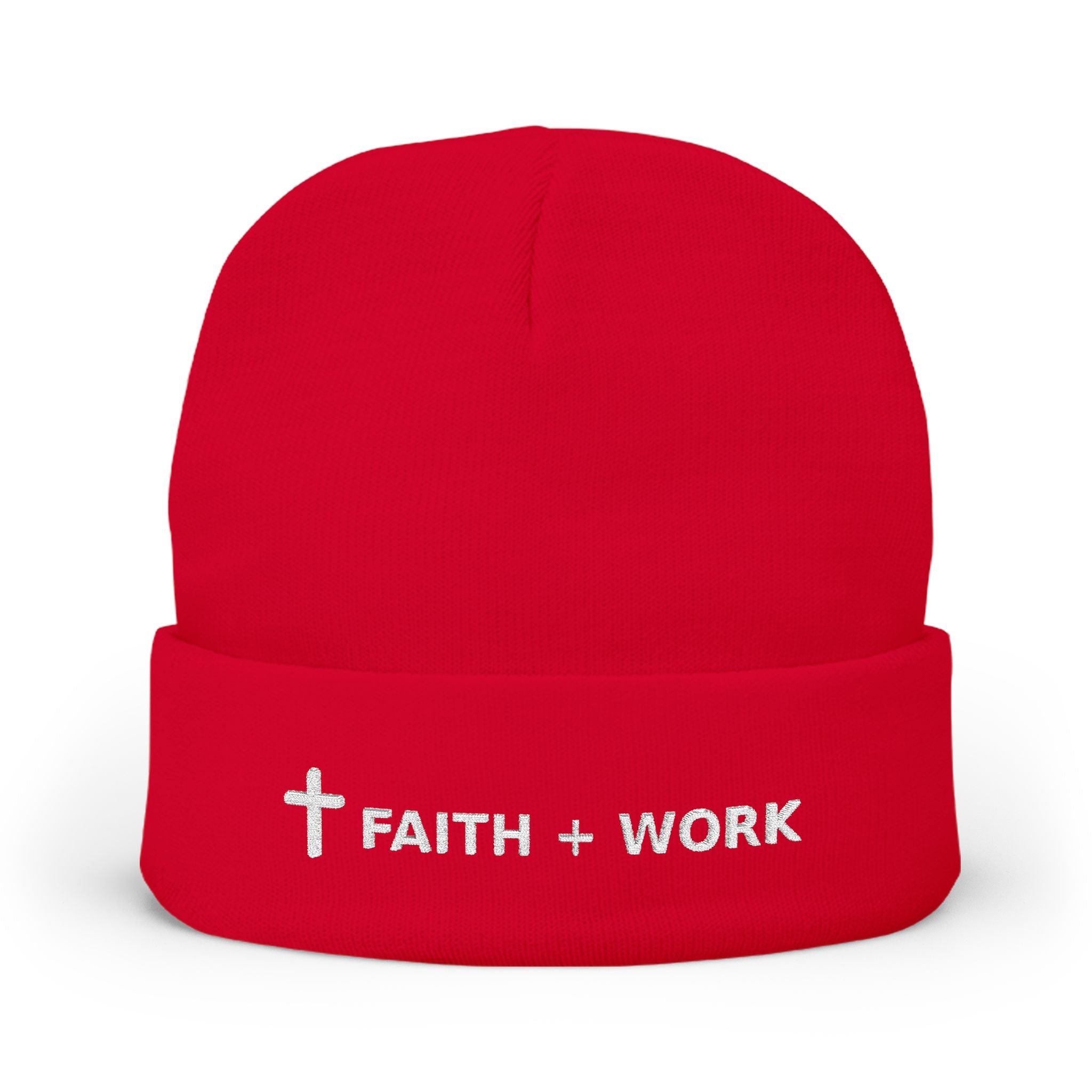 Faith + Work Embroidered Knit Beanie