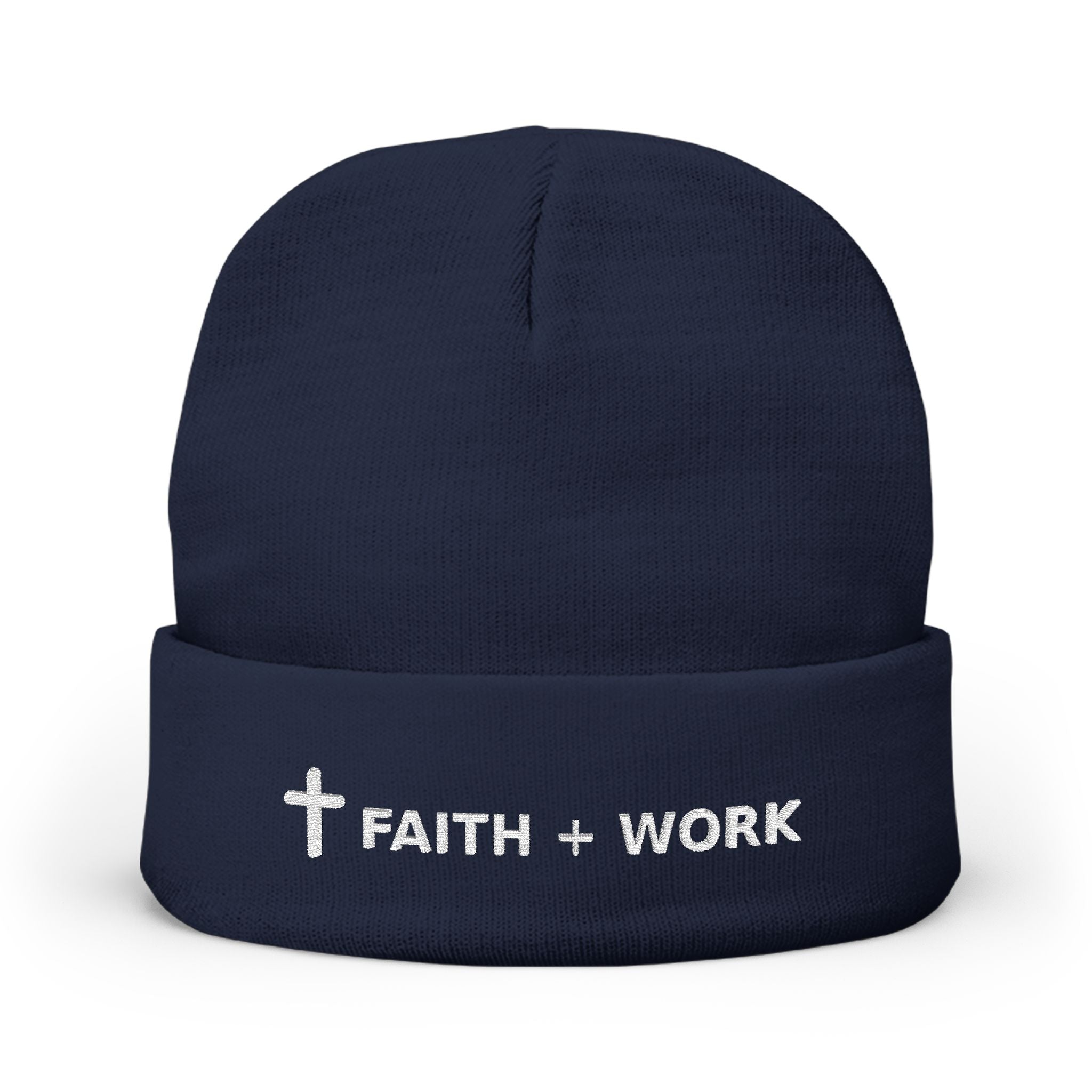 Faith + Work Embroidered Knit Beanie