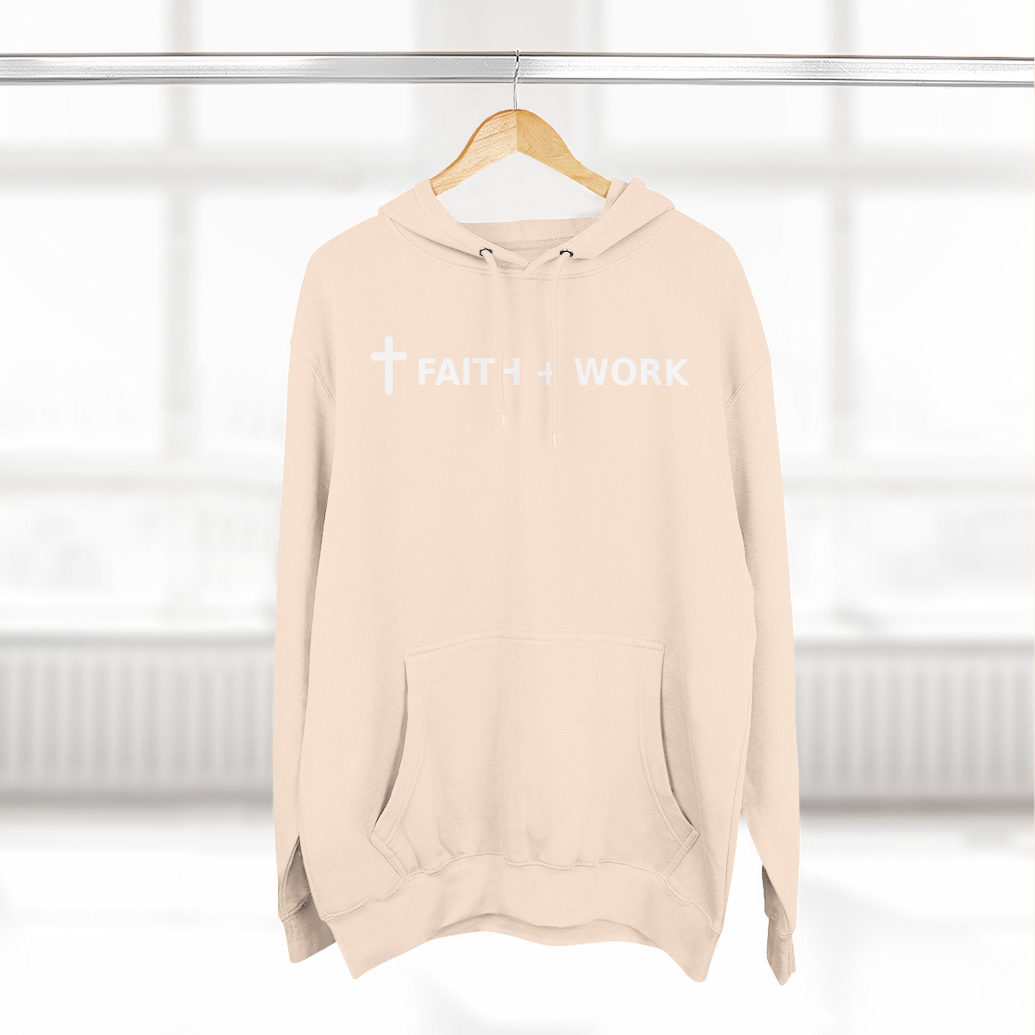 Faith + Work Hoodie — Christian Cross Inspirational Pullover