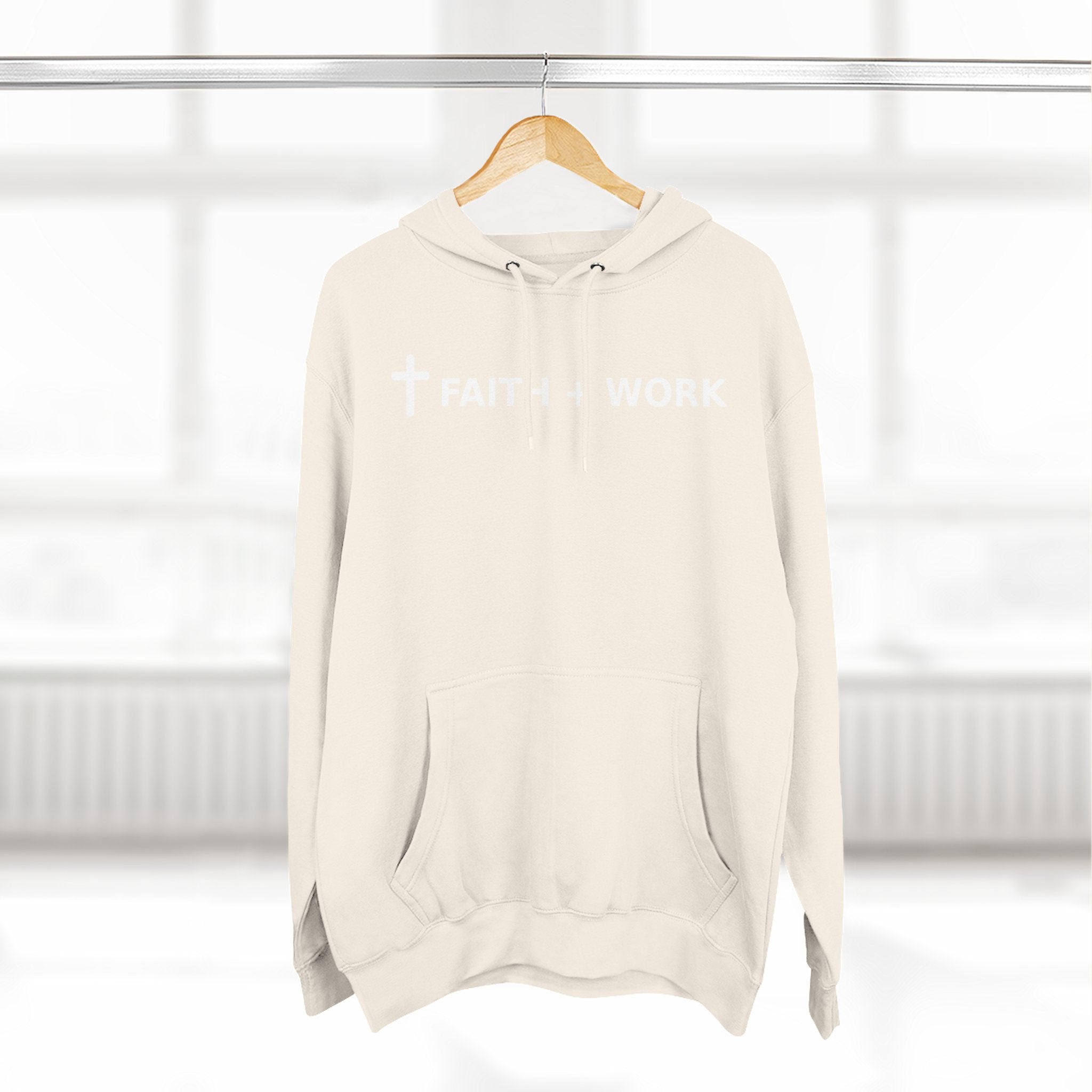 Faith + Work Hoodie — Christian Cross Inspirational Pullover