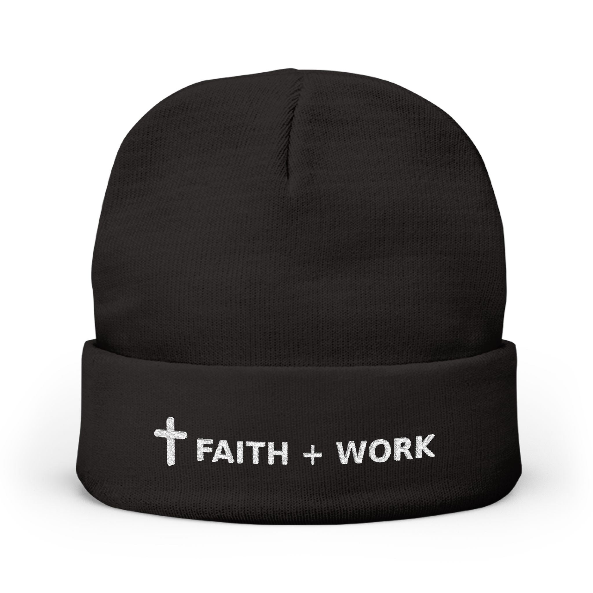 Faith + Work Embroidered Knit Beanie