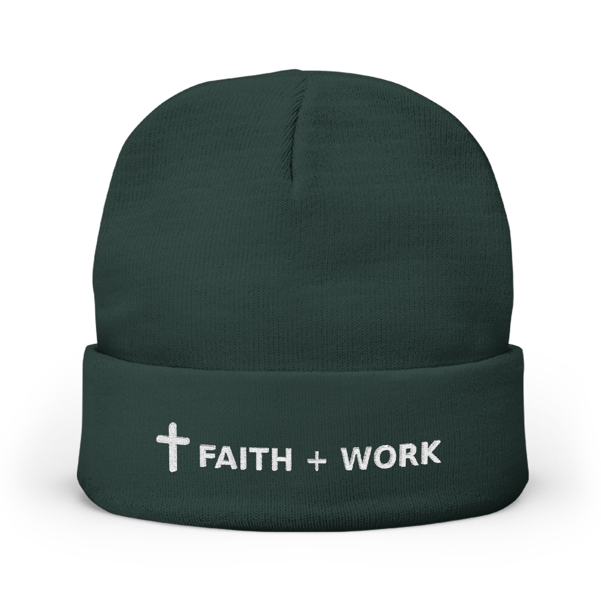 Faith + Work Embroidered Knit Beanie