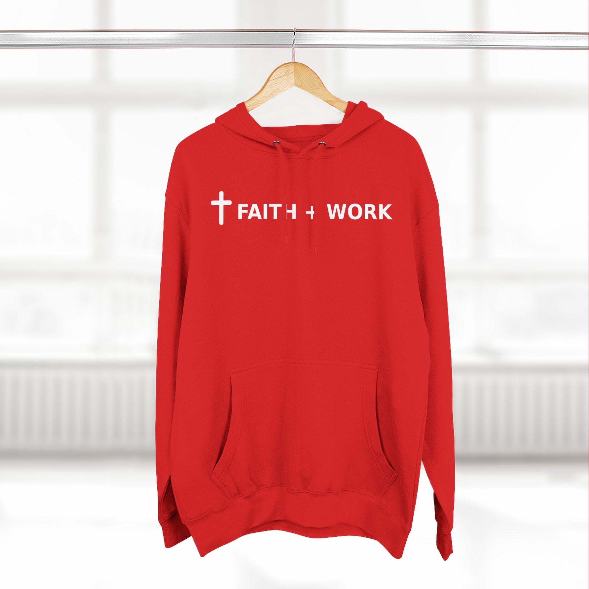 Faith + Work Hoodie — Christian Cross Inspirational Pullover